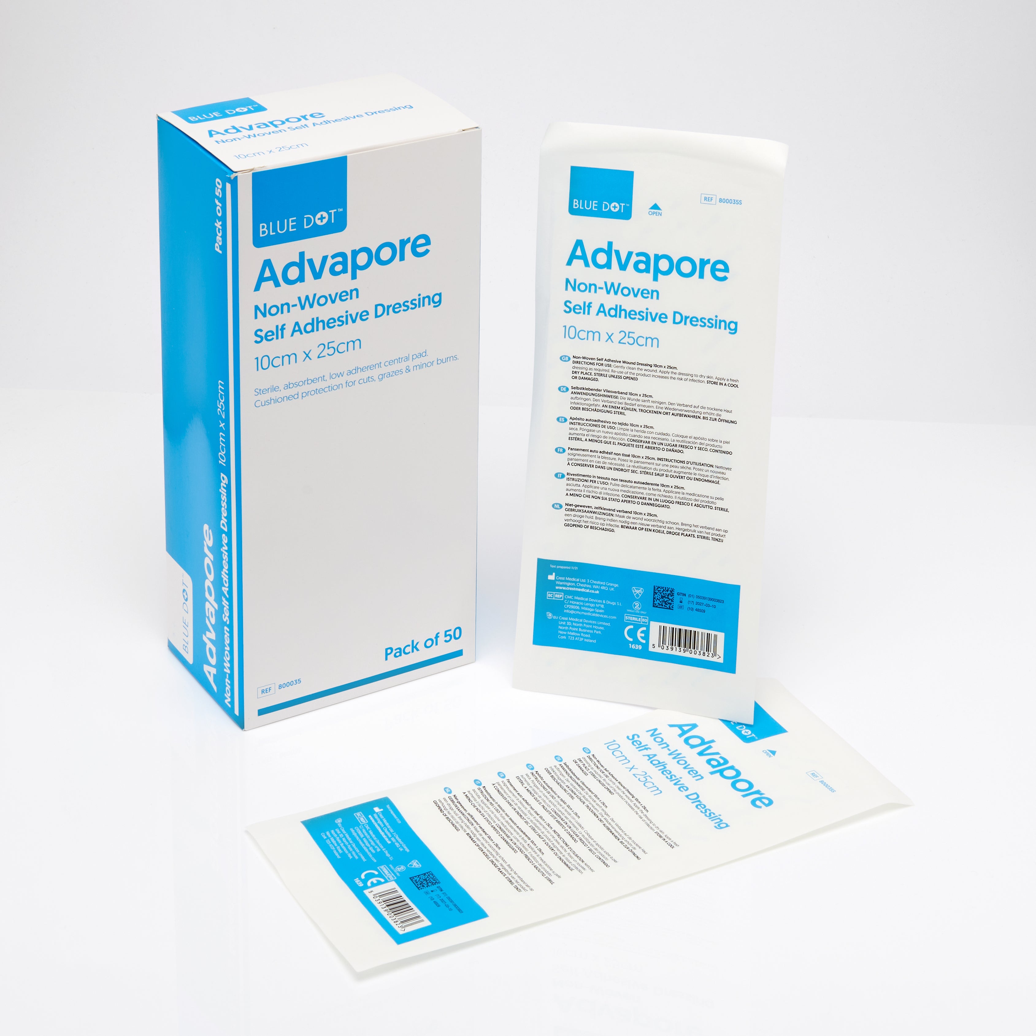 Advapore Non-Woven Fabric Adhesive Wound Dressing 10cm x 25cm (Box 50)