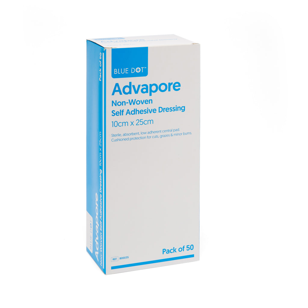 Advapore Non-Woven Fabric Adhesive Wound Dressing 10cm x 25cm (Box 50)