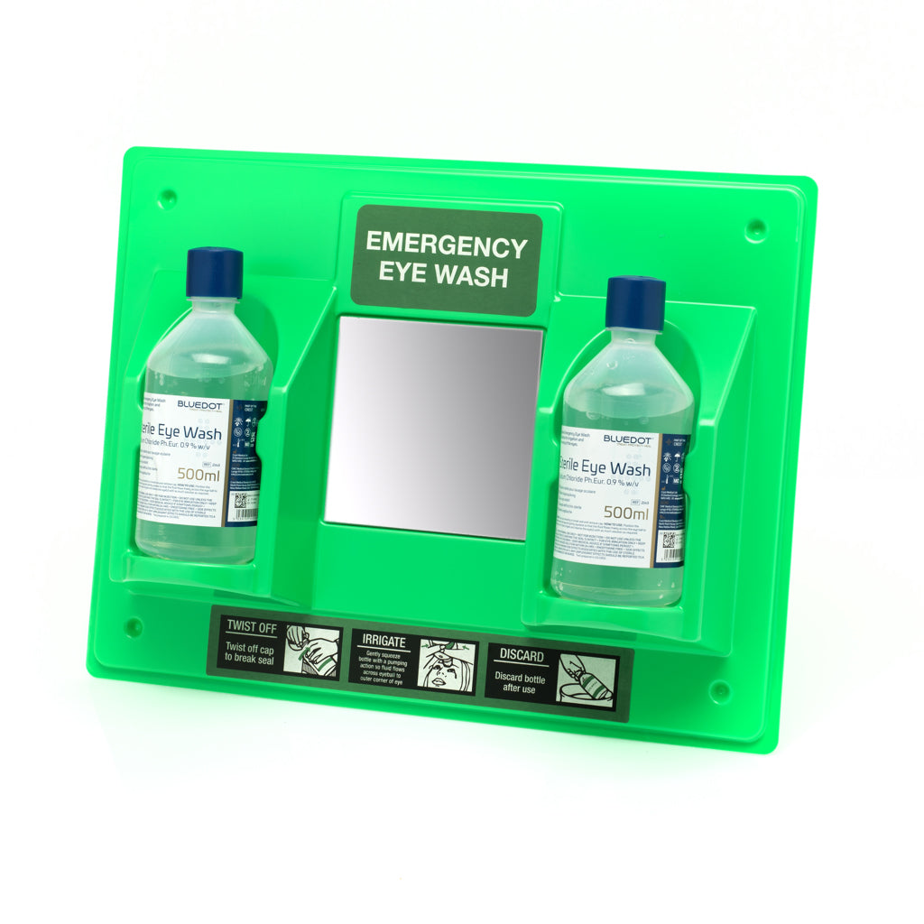 Blue Dot Eye Wash Station including 2 x 500ml Eye Wash Bottles