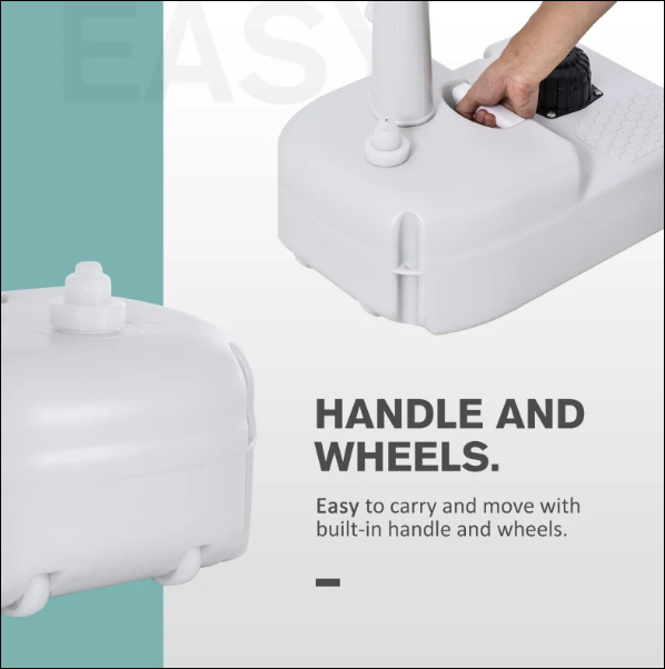 Portable Handwash Sink with Towel Holder & Soap Dispenser Rolling Wheels Outdoor Drainage Equipment