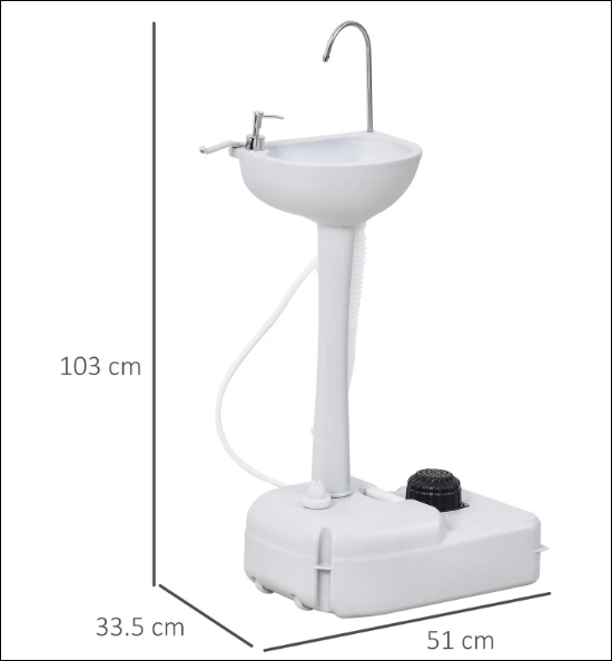 Portable Handwash Sink with Towel Holder & Soap Dispenser Rolling Wheels Outdoor Drainage Equipment