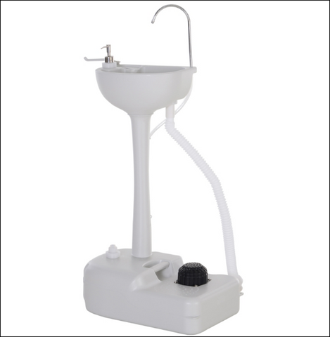 Portable Handwash Sink with Towel Holder & Soap Dispenser Rolling Wheels Outdoor Drainage Equipment